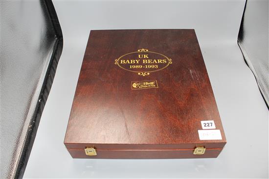 A Steiff UK Baby Bear 1989 - 1993 set of five bears, with certificate number 835, in original box